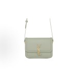 SAINT LAURENT YSL SOLFERINO Box Gold Logo screw-down opening and closing Tofu Bag, single-shoulder crossbody bag, small size for women, light green